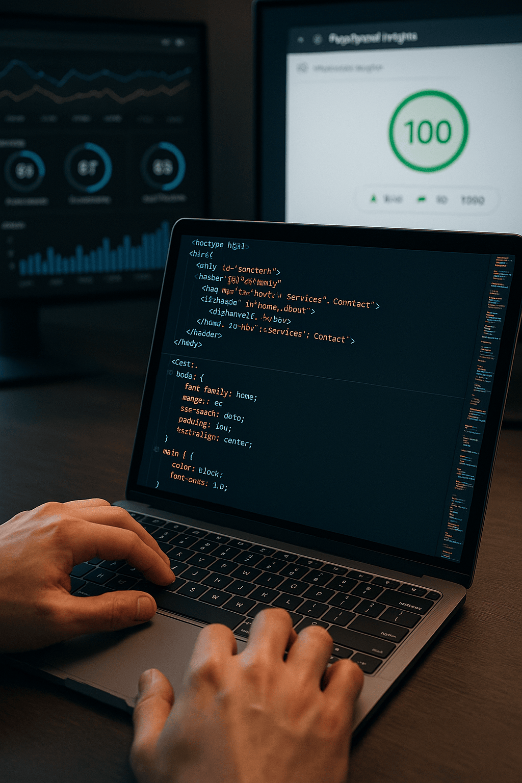 developer hand-coding website