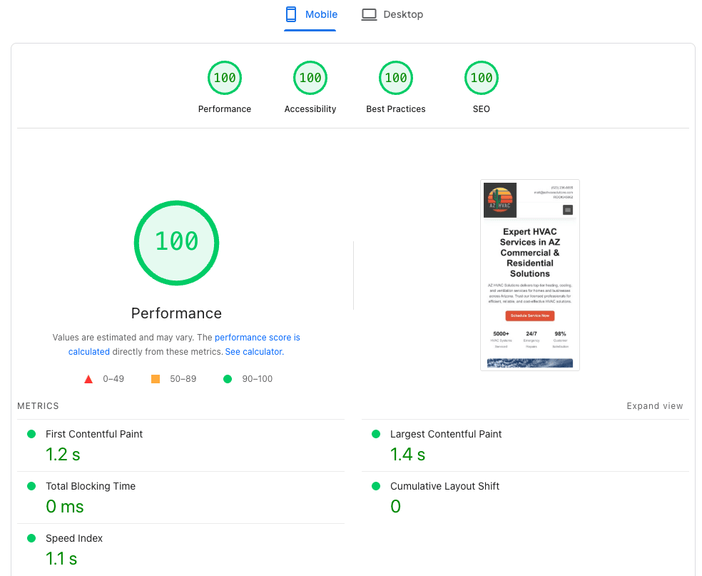 perfect pagespeed scores